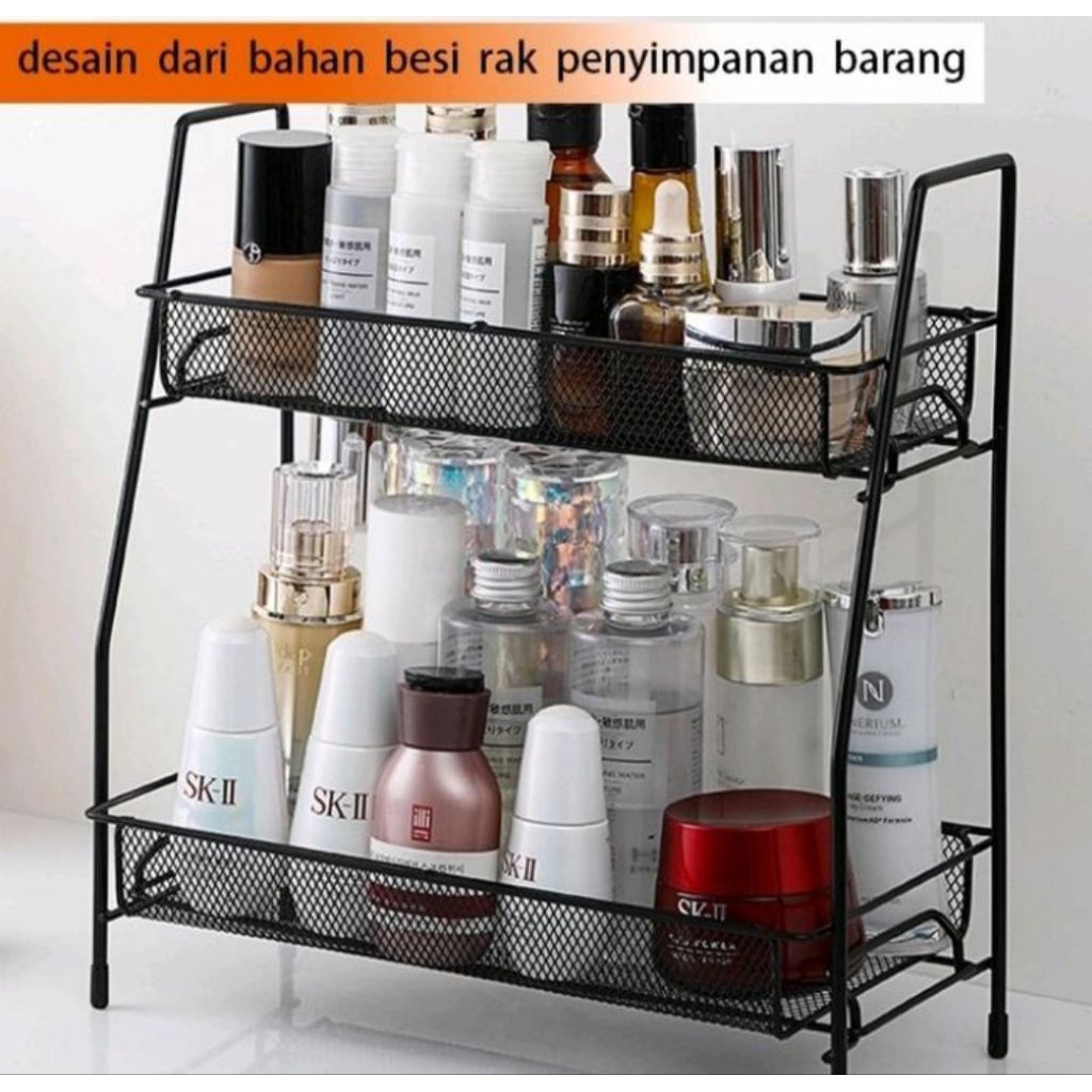 rak besi 2 susun serbaguna multifungsi / keranjang besi dapur kamar