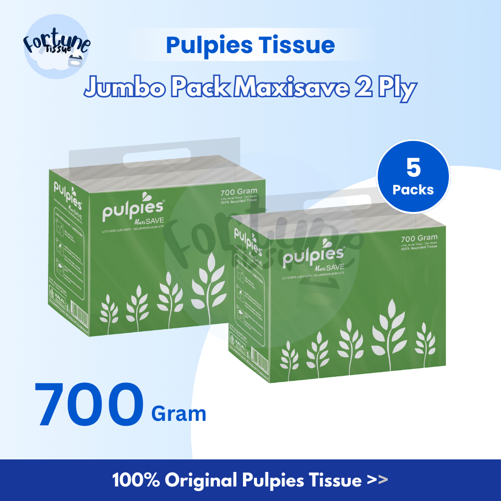 PAKET HEMAT 5 Packs Tissue PULPIES Jumbo Pack Maxisave 700 Gram 2 Ply