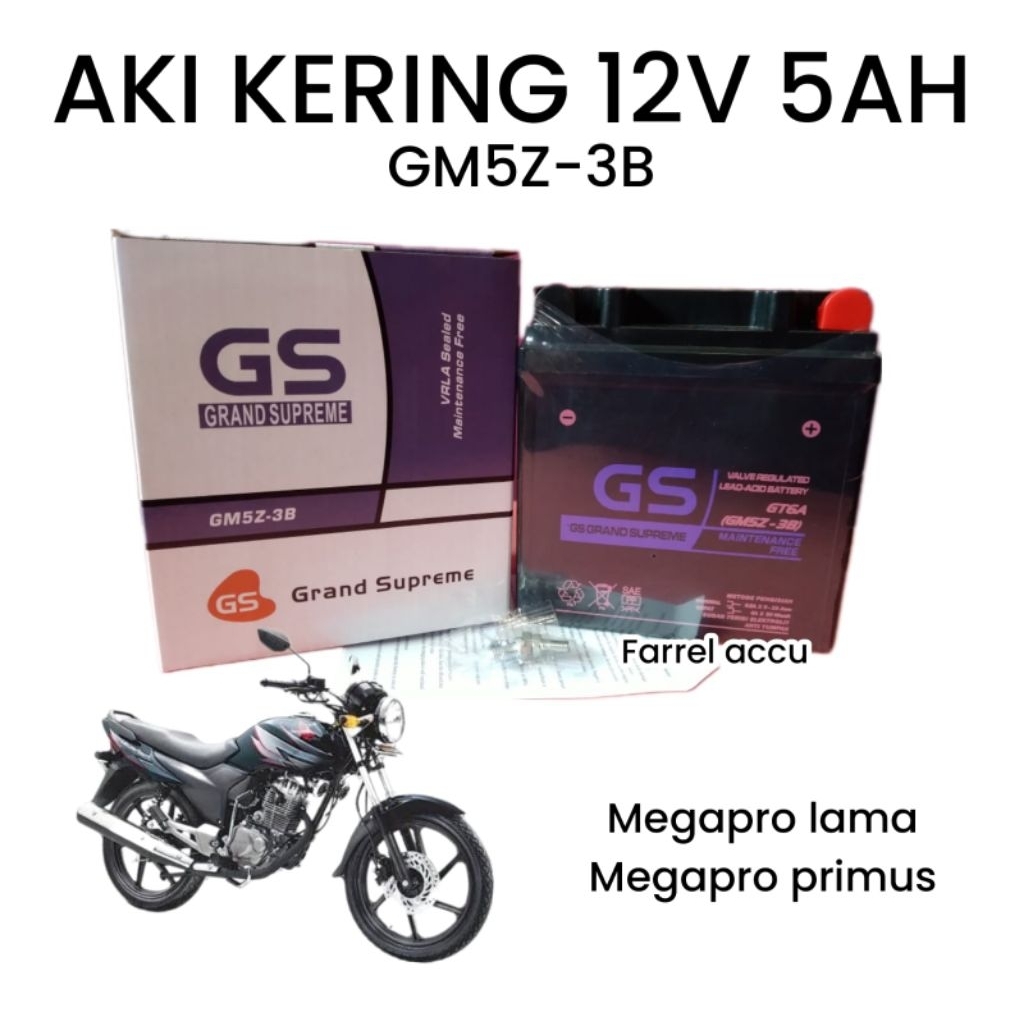 AKI MOTOR MEGAPRO LAMA, MEGAPRO PRIMUS, AKI KERING GS GM5Z-3B GRAND SUPREME 12V 5AH