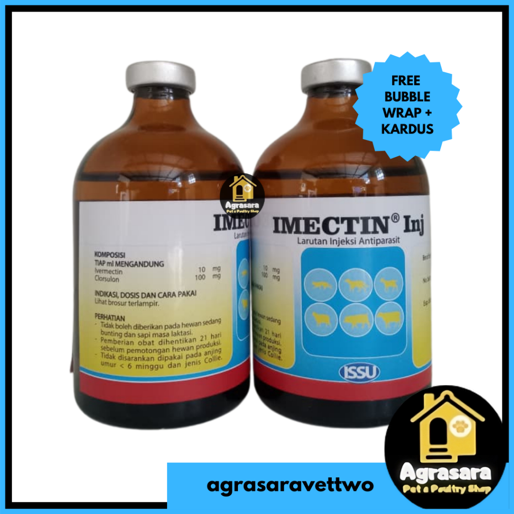 IMECTIN INJ. 100 ML - OBAT CACING HEWAN TERNAK SAPI KAMBING KUCING SEPERTI IVOMEC SUPER/ INTERMECTIN