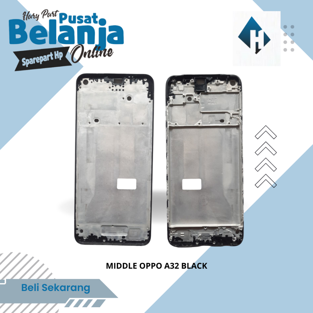 MIDDLE FRAME OPPO A32 BLACK / TULANGAN OPPO A32 / RANGKA TENGAH OPPO A32