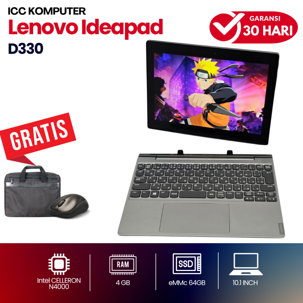 Laptop 2in1 Lenovo Ideapad D330 N4000 RAM 4GB 64GB eMMc - Windows - Second Murah Bergaransi