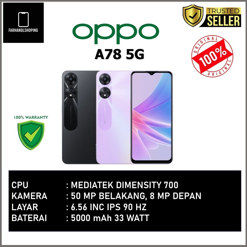 OPPO A78 5G RAM 8GB ROM 128GB MEDIATEK DIMENSITY 700 50 MP CAMERA 5000 MAH 33 WATT NFC SUPPORT