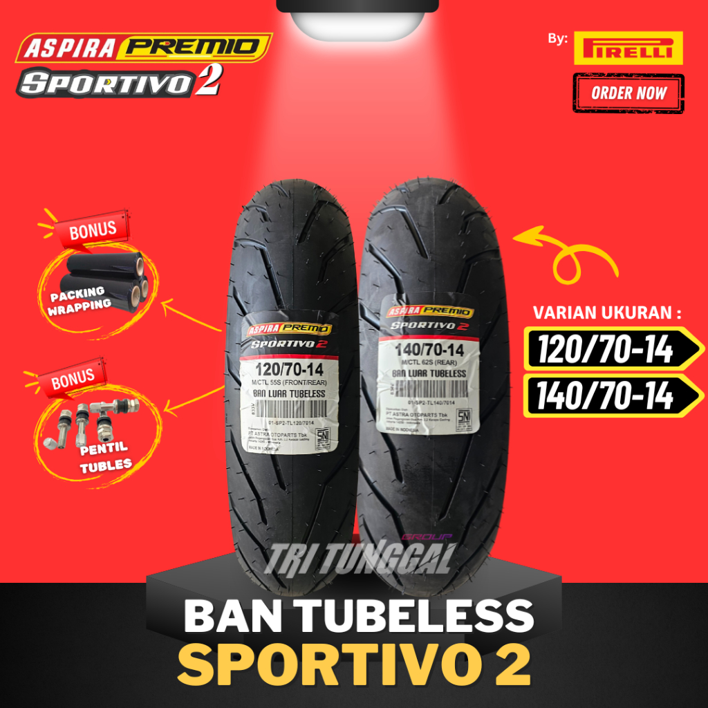 [READY COD] BAN ASPIRA PREMIO SPORTIVO 2 ( 120/70-14 & 140/70-14 ) TUBELESS MEDIUM SOFT COMPOUND RIN