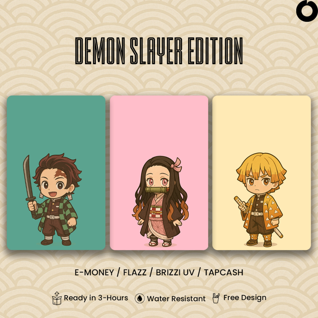 E-Money / E-Toll / Flazz / Brizzi / Tap Cash Custom Karakter Demon Slayer Tanjiro Nezuko Zenitsu