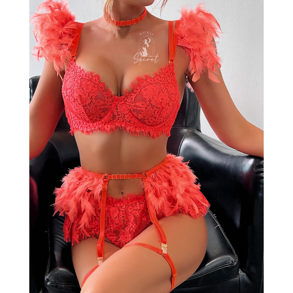 Deeply Set Lingerie Bra Set Garter