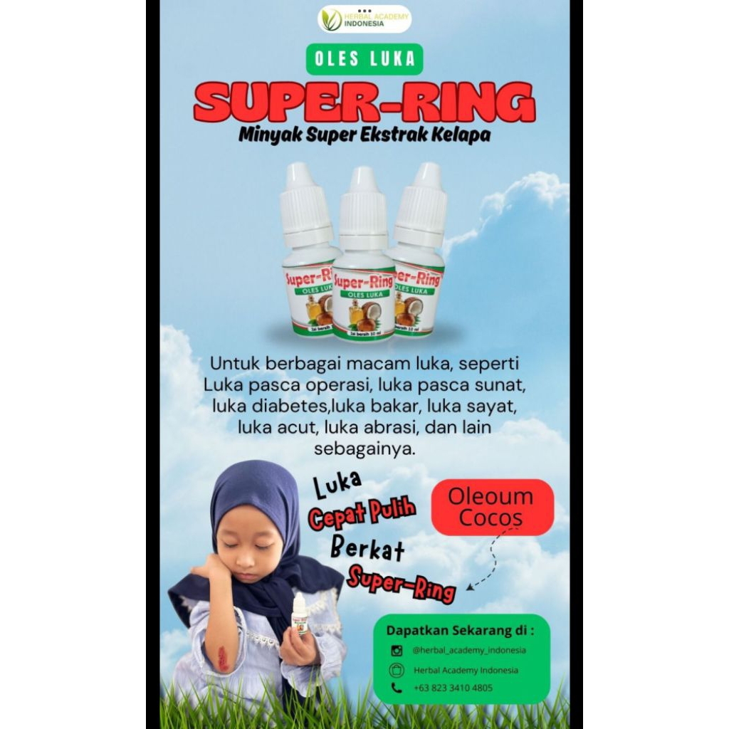 Minyak Khitan Super Ring 10ml – Minyak Oles Luka Pasca Sunat, Operasi, Diabetes, Bakar, Sayat