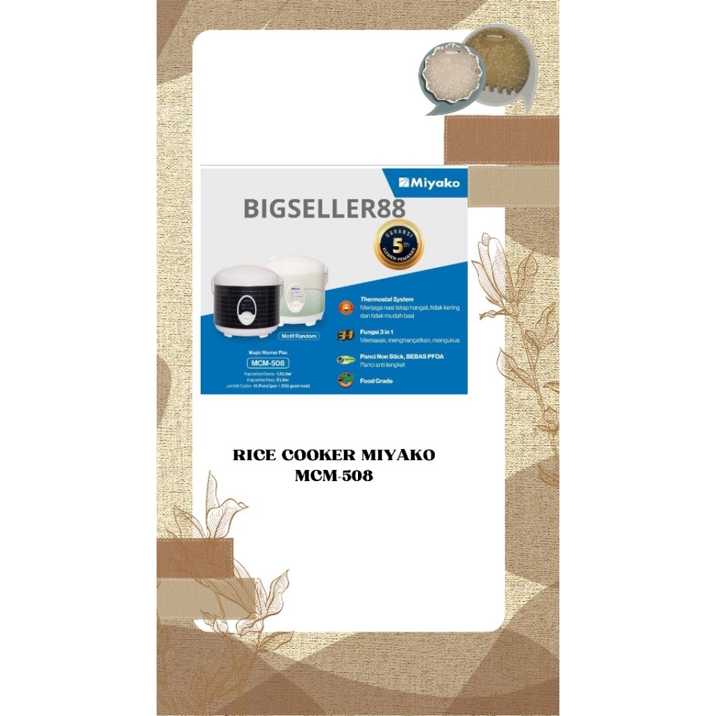 RICE COOKER MIYAKO MCM-508/MCM-508KWG/MCM-508PRG/MCM-508WYG/MCM-508R/MCM-508SBC
