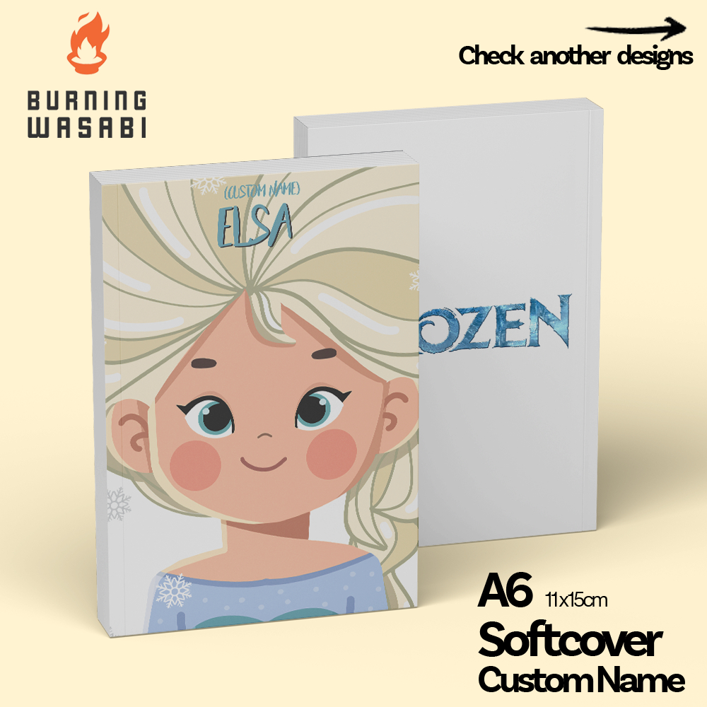 Buku Saku Pocket Notebook Frozen Elsa Anna Disney Tangled Softcover Custom Nama Jurnal Diary A6