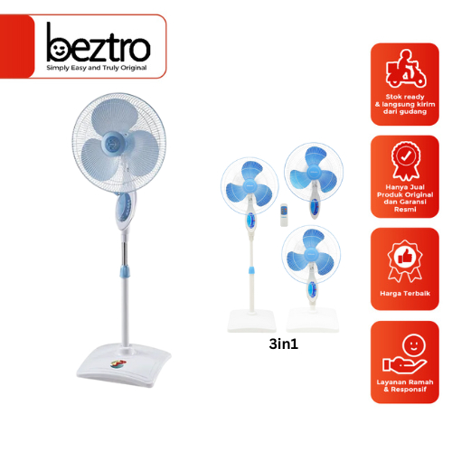 Miyako TJR101GB - Stand Fan Kipas Angin Besi 16in 3in1 dengan Remote