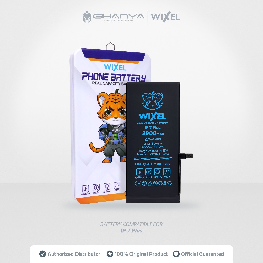 WIXEL ORIGINAL Baterai Iphone 7+ 7 PLUS Batre Batrai Battery Dual Double Power HP Handphone Apple Ip