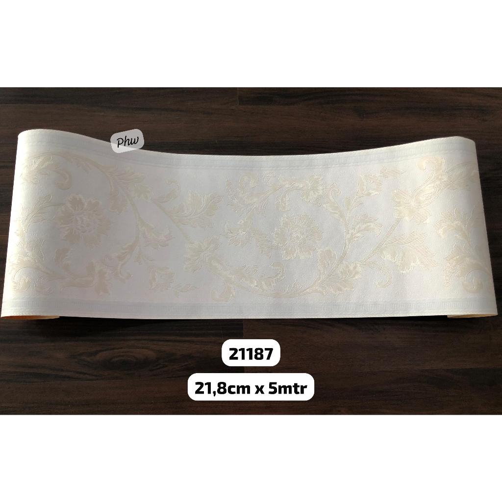 WALLPAPER BORDER LIST DINDING MOTIF KLASIK PUTIH ELEGANT MEWAH