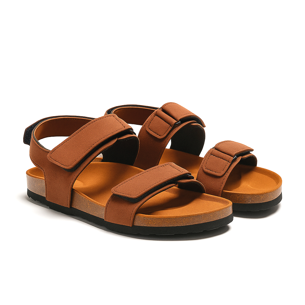 Sandal Pria Vintage Brown Casual Suede Strap Velcro – Sandal Santai Ukuran Jumbo Besar Big Size 43 4
