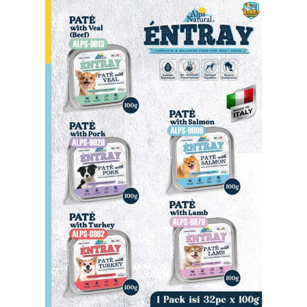 ALPS ENTRAY 100GR - WET FOOD - Makanan Basah Anjing Premium