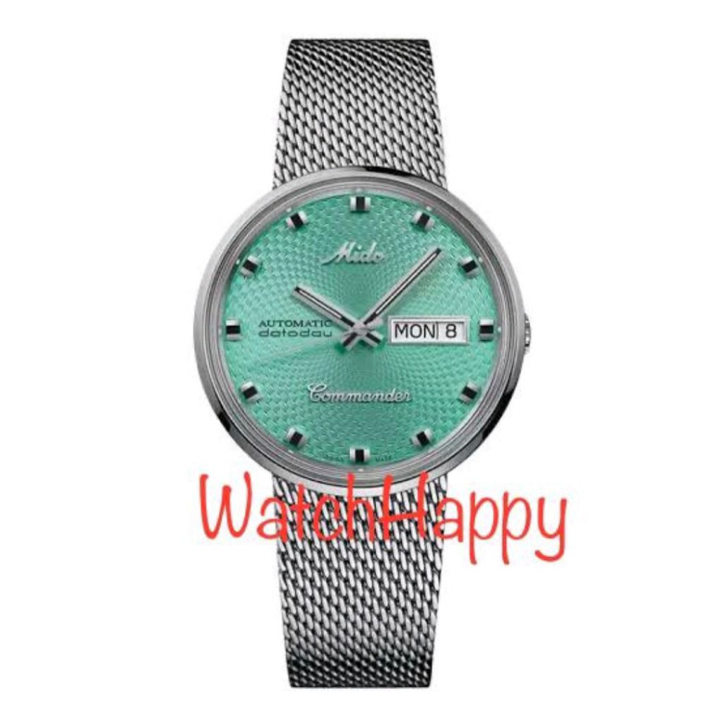 JAM TANGAN MIDO COMMANDER M84.29.4.25.11 / M842942511 DATODAY AUTOMATIC VINTAGE CLASSIC TURQUOISE DI