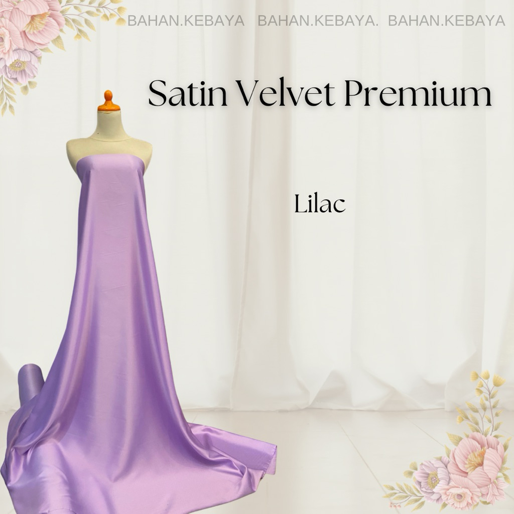 Bahan Kain Satin Saten Silk Velvet Premium Furing Kebaya Dress Bridesmaid Gamis Warna Ungu Lilac