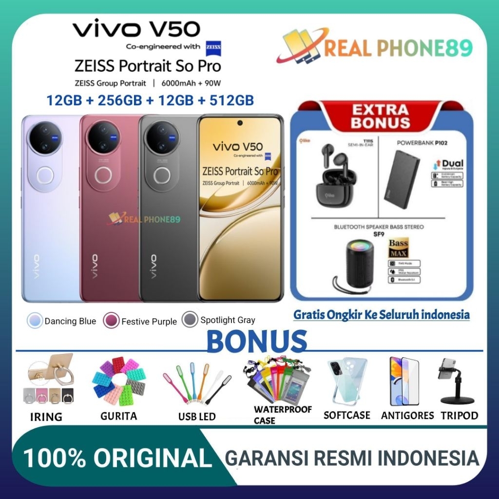 VIVO V50 5G NFC 8/256GB | VIVO V 50 5G Nfc 12/256GB | v50 5G Nfc 12/512GB GARANSI RESMI VIVO INDONES