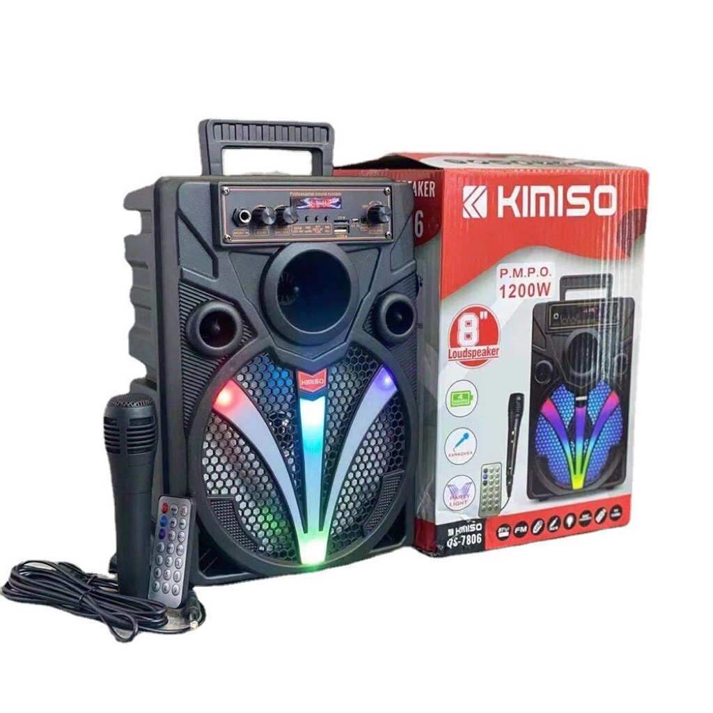 KIMISO Speaker BT Bluetooth QS - 7806 8Inch karaoke LED