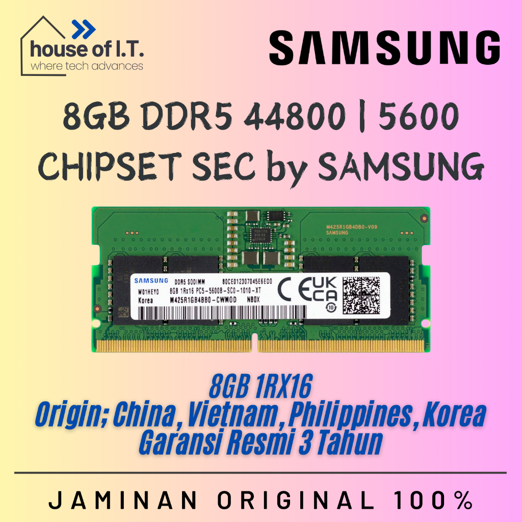 RAM Sodimm SAMSUNG DDR5 16GB SEC - RAM LAPTOP 16GB DDR5 5600MHz PC44800 - RAM Sodimm 16GB DDR5 - RAM