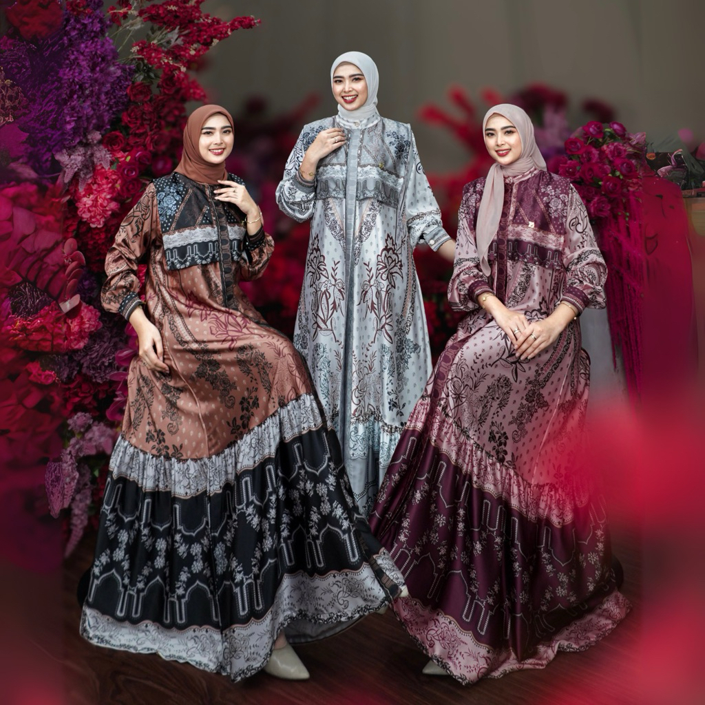 Dumma.id - Pakaian Wanita Domma 2 Dress Silk Roberta Printing Premium  Gamis Cantik