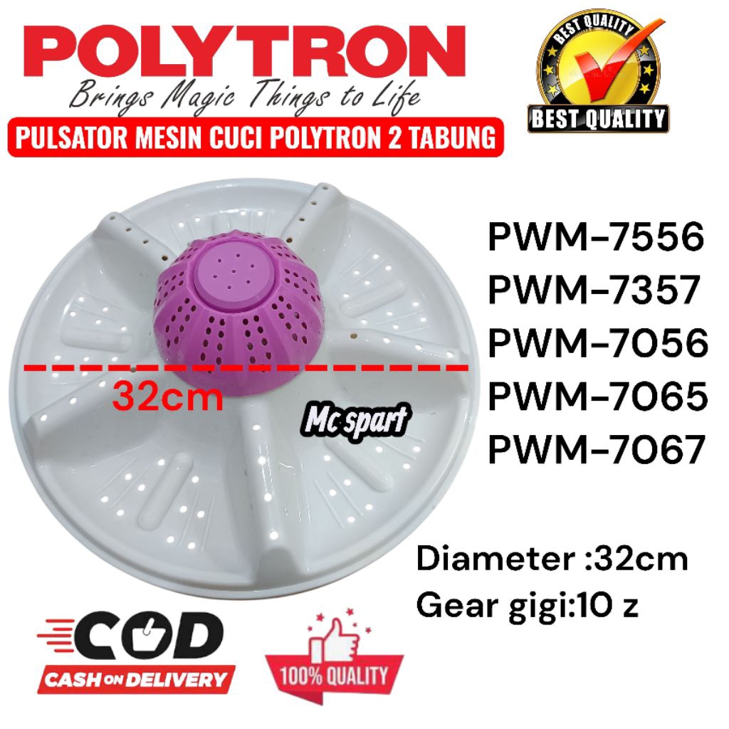 PULSATOR POLYTRON PWM-7556 PWM-7357 PWM-7056 PWM-7065 PWM-7067 PULSATOR POLYTRON 2 TABUNG 32CM MODEL