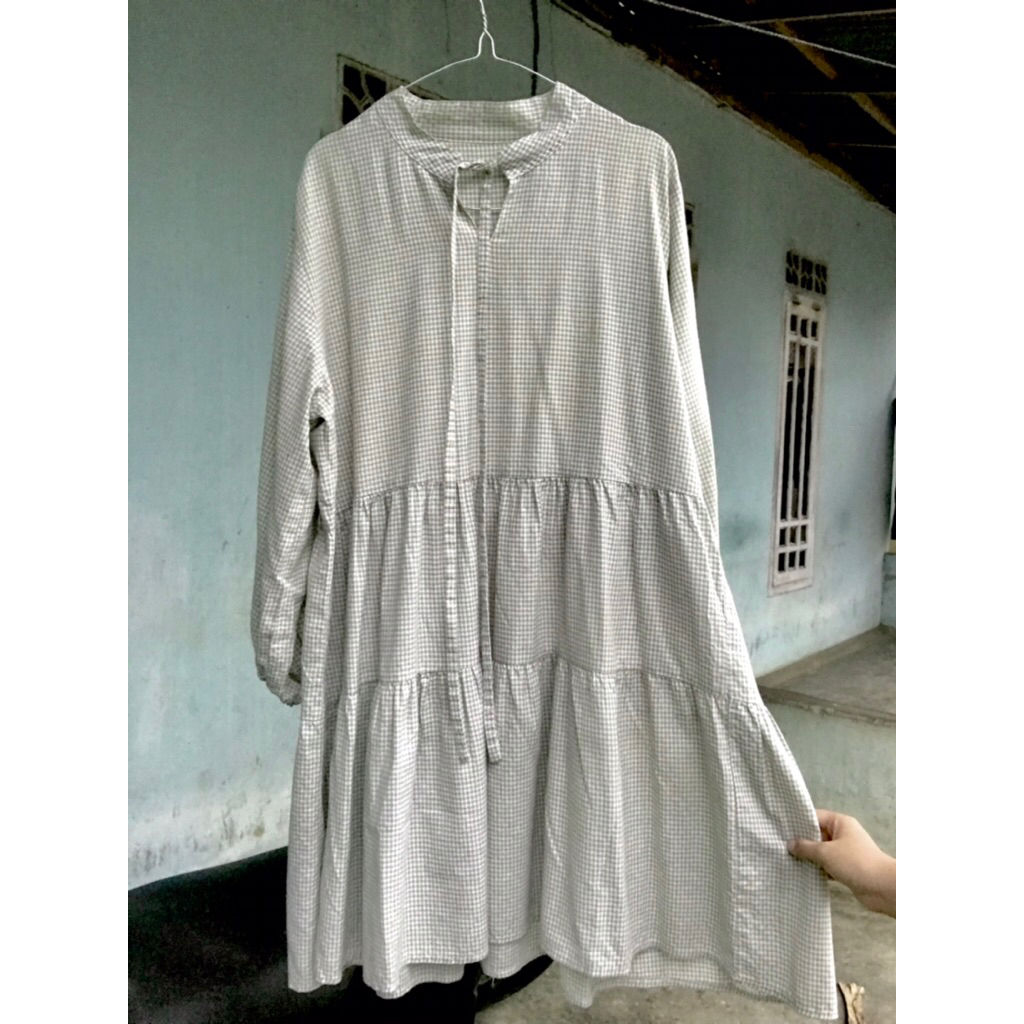 preloved tunik dan pashmina sage green