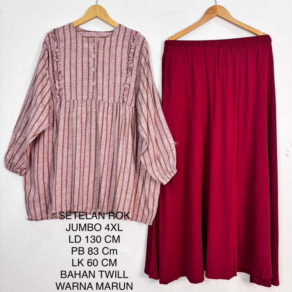 Setelan Rok Jumbo Ld 130 Cm Bahan Rayon Adem Model Kekinian