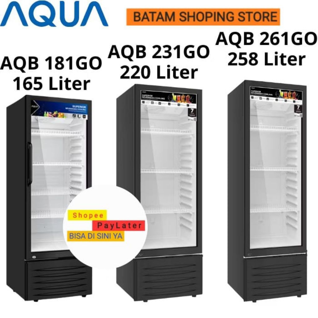 AQUA SHOWCASE DISPLAY COOLER AQB-261GO 258L | AQB-231GO 220L | AQB-181GO 165L GARANSI RESMI