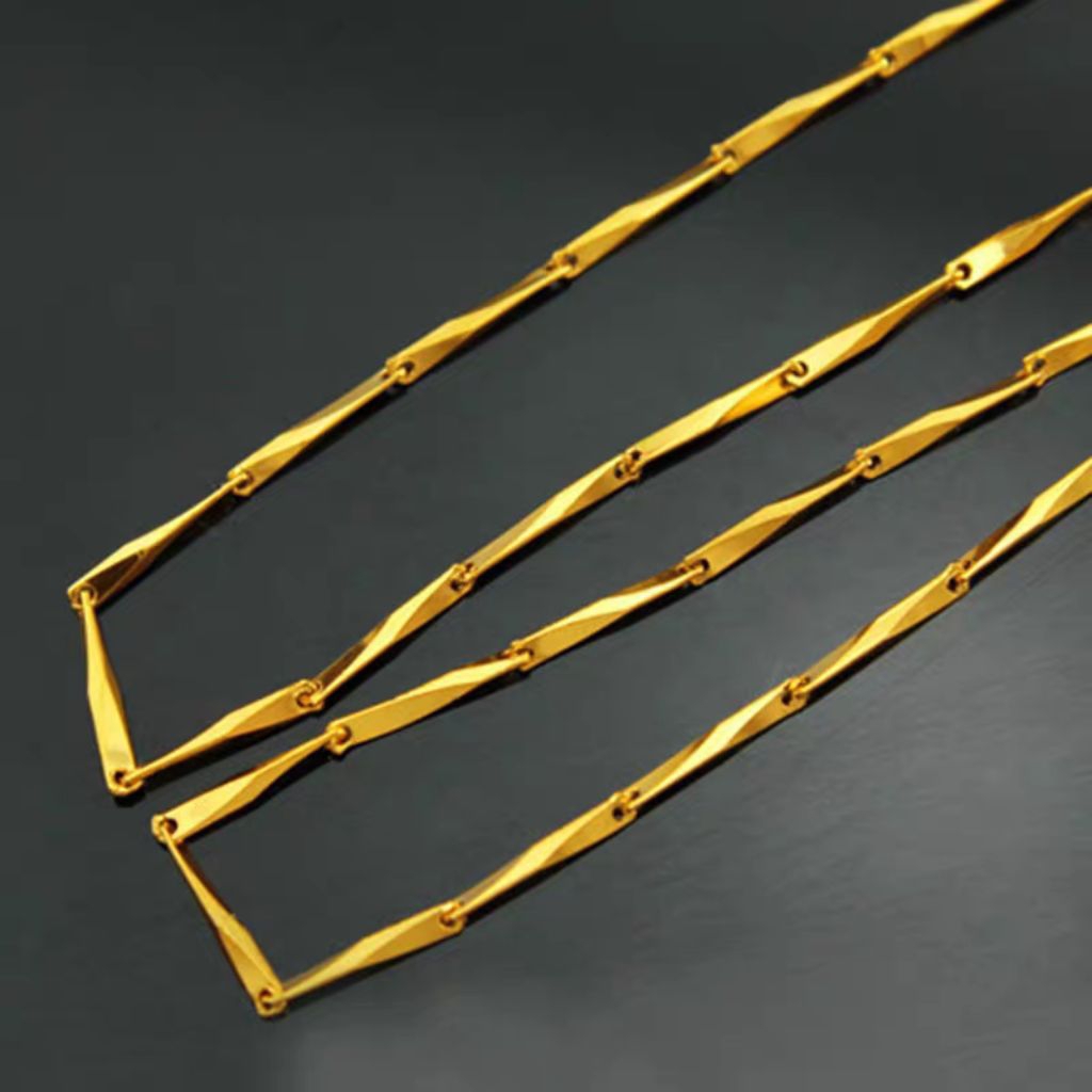 Kalung Titanium Polos Motif Padi Kalung Padi Gold