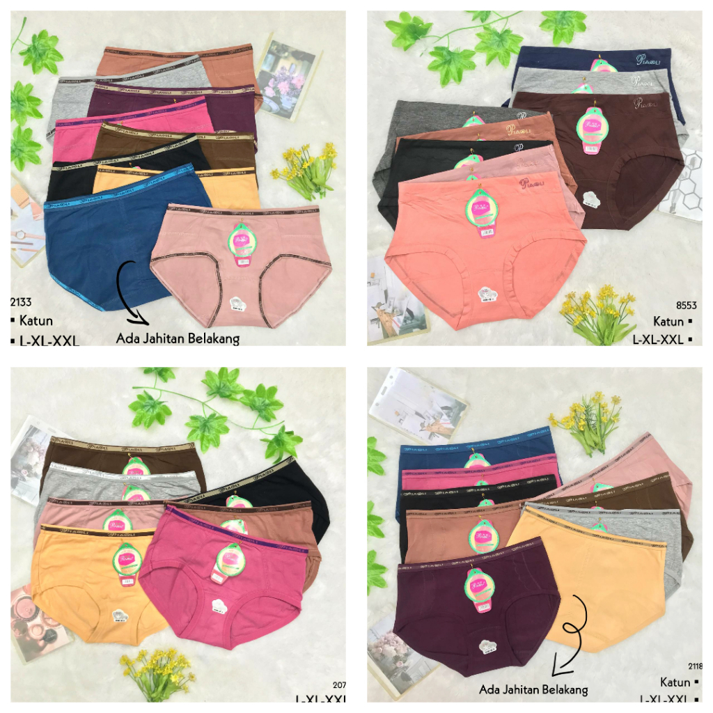 RVC75 - PIAOLI Celana Dalam Wanita M L XL XXL CD Cewek Katun Polos Underwear Import Murah Katun Polo