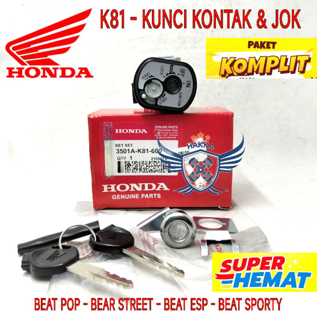 K81 ORIGINAL KUNCI KONTAK HONDA BEAT POP, KUNCI KONTAK HONDA BEAT STREET, KUNCI KONTAK HONDA BEAT ES