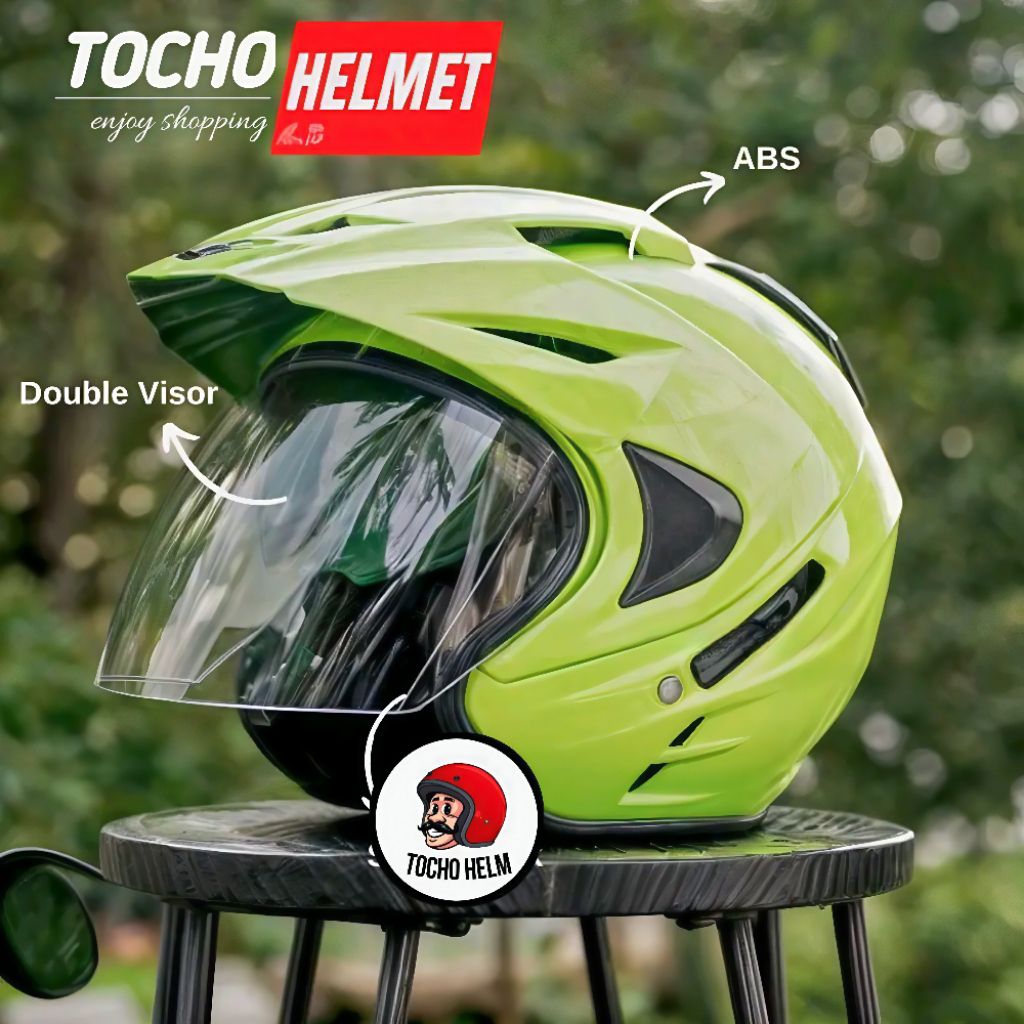 (FREE BOX) Helm Double Visor Original Ykt Sni Model Ink Halfface - Helm Dewasa Wanita Pria