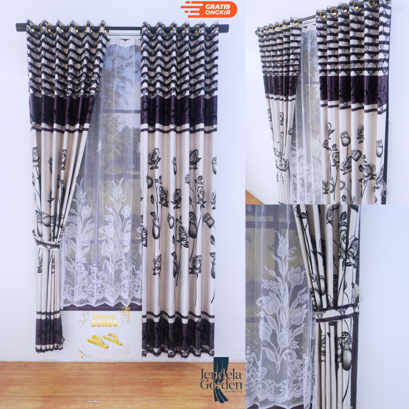 Gorden Jendela Aesthetic  Panjang 2,3 m bahan blackout tebal halus tidak nerawang