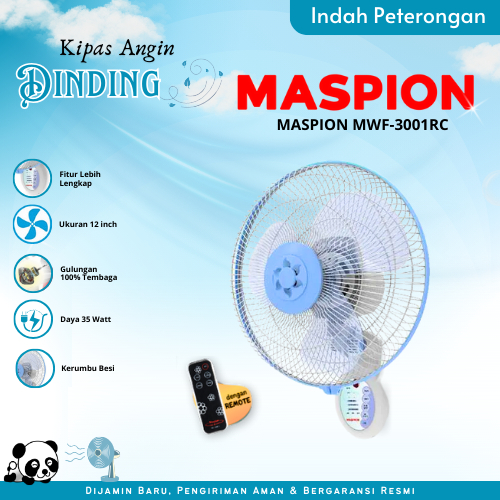 KIPAS ANGIN DINDING MASPION MWF-3001RC/KIPAS ANGIN MASPION REMOT/KIPAS ANGIN TEMPEL DINDING 16