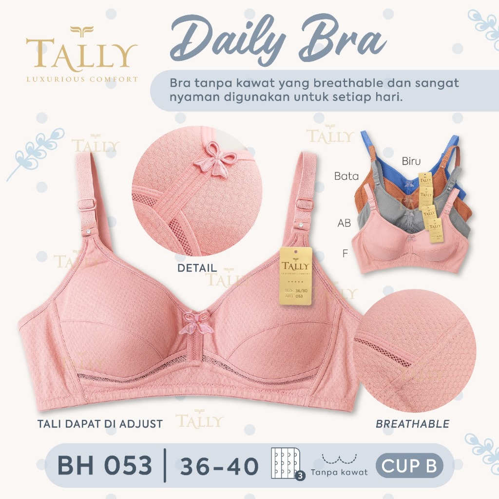 YANTI98 - BH BRA TALLY 053 BAHAN KATUN - TALLY - Bra Halus Cup B Busa Tipis & Tanpa Kawat / BH Tally