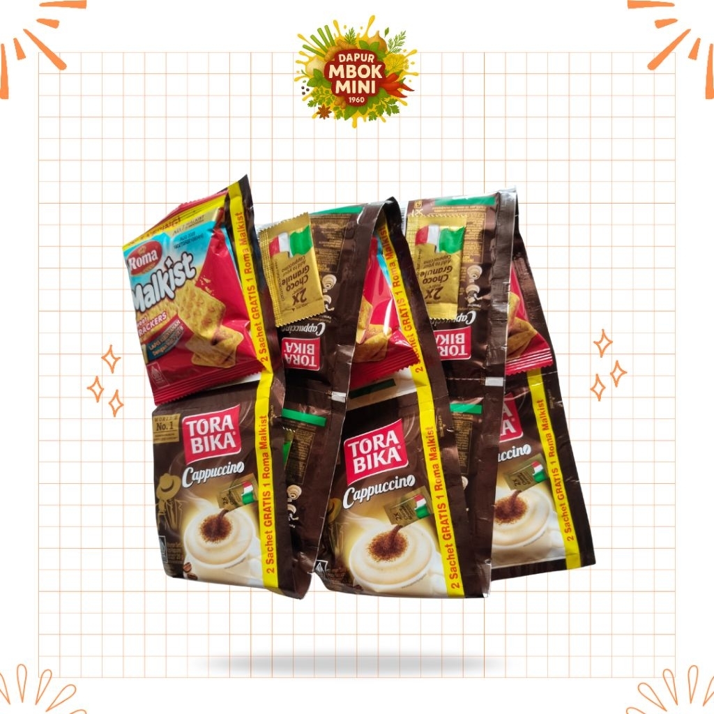 

RENCENG Kopi Torabika Cappucino - Promo isi 10 Sachet Torabika Cappucino + Gratis 5 Sachet Roma Malkist Crackers
