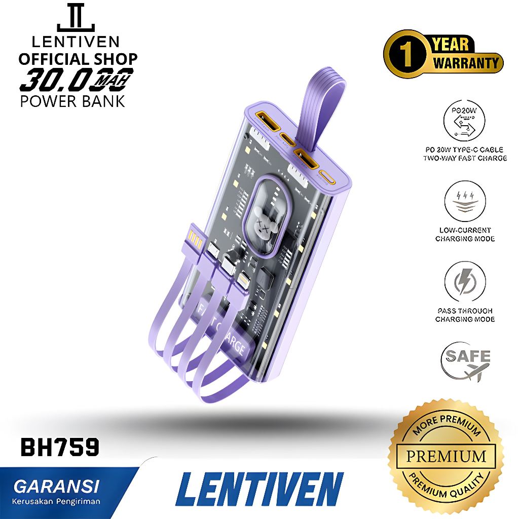 LENTIVEN Powerbank 30000 mAh Mini with Fast Charging BH695