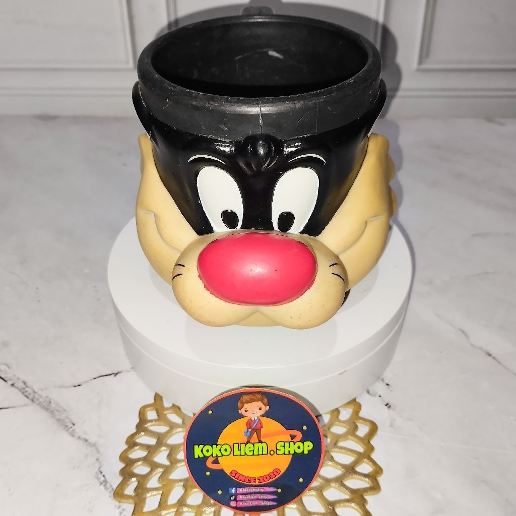Mug Gelas Pajangan Figure SYLVESTER LOONEY TUNES 1992 ( ORIGINAL WARNER BROS HK 1992 ) PL Vintage RA