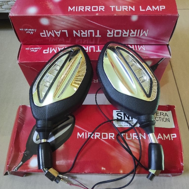 Spion Bubut 3 Jari Led Tangkai Pendek Universal Honda Vario 125 Beat deluxe Pcx Genio Supra X 125