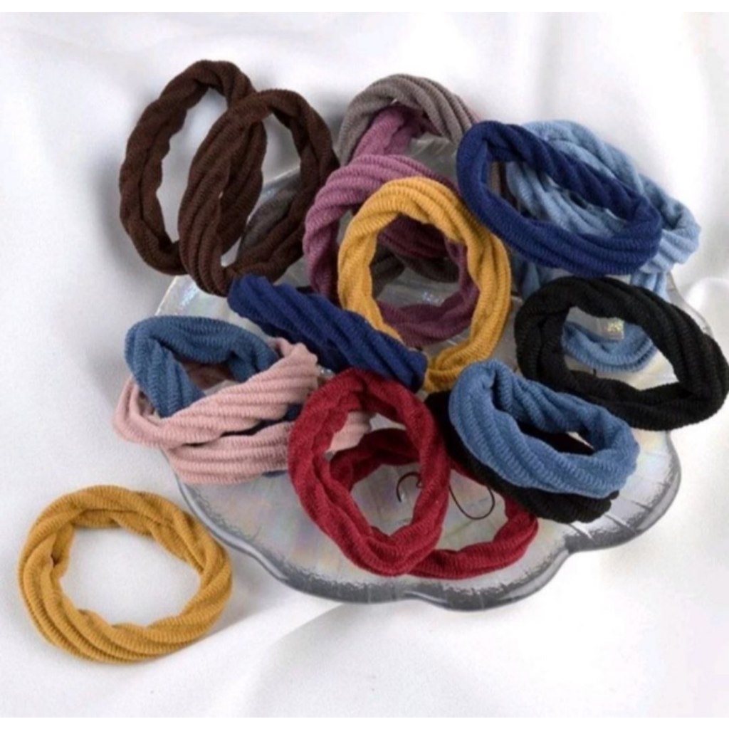 1PCS IKAT RAMBUT ELASTIS KOREA TIE RUBBER - IKAT RAMBUT EKOR KUDA VARIAN WARNA - PUTIH