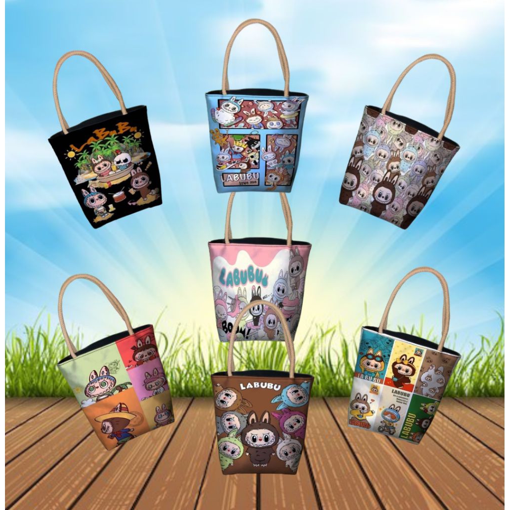 tote bag - tali sumbu mini - motip labubu -souvenir