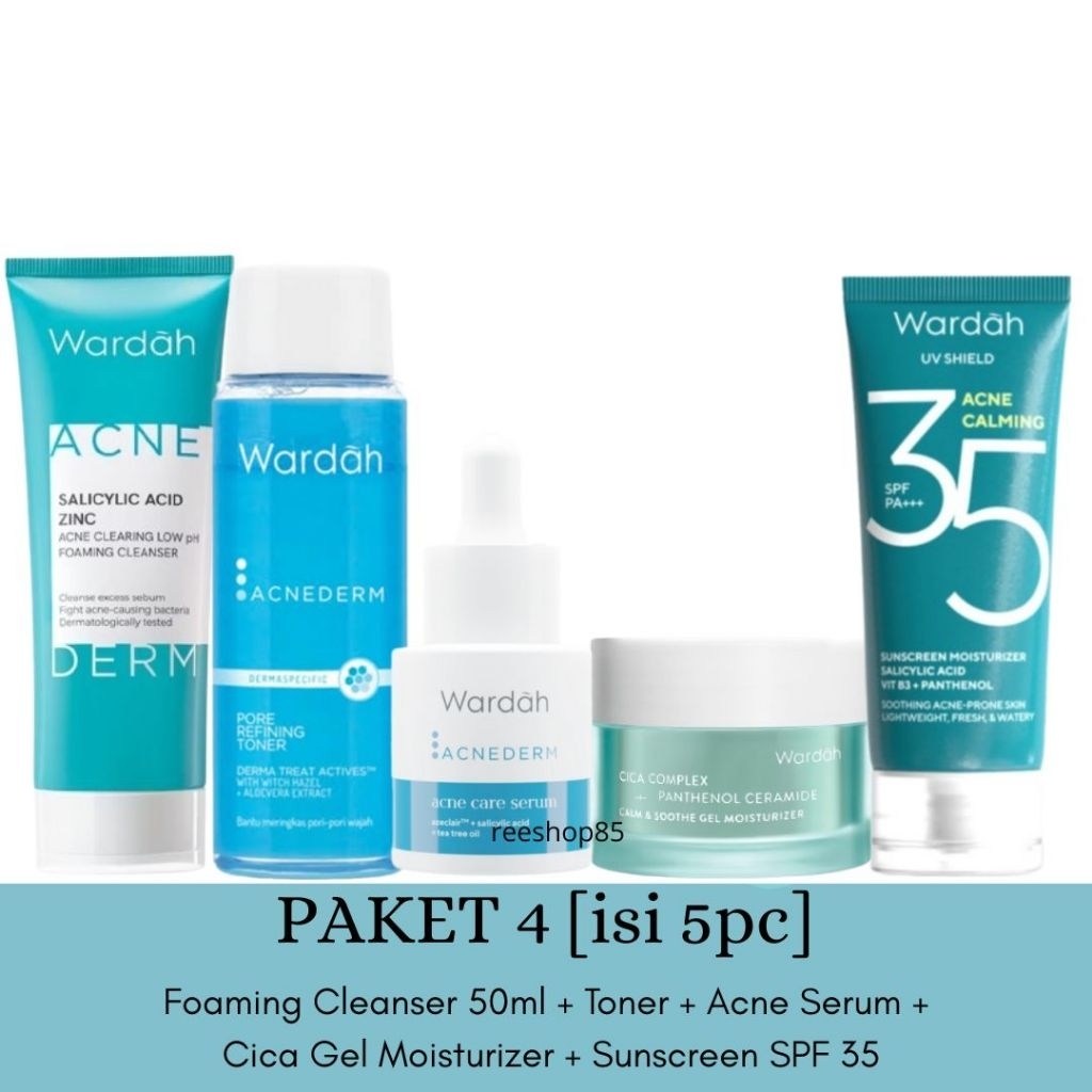 WARDAH Acnederm Paket Lengkap Skincare Kulit Berminyak & Berjerawat | Skincare Wardah Acnederm