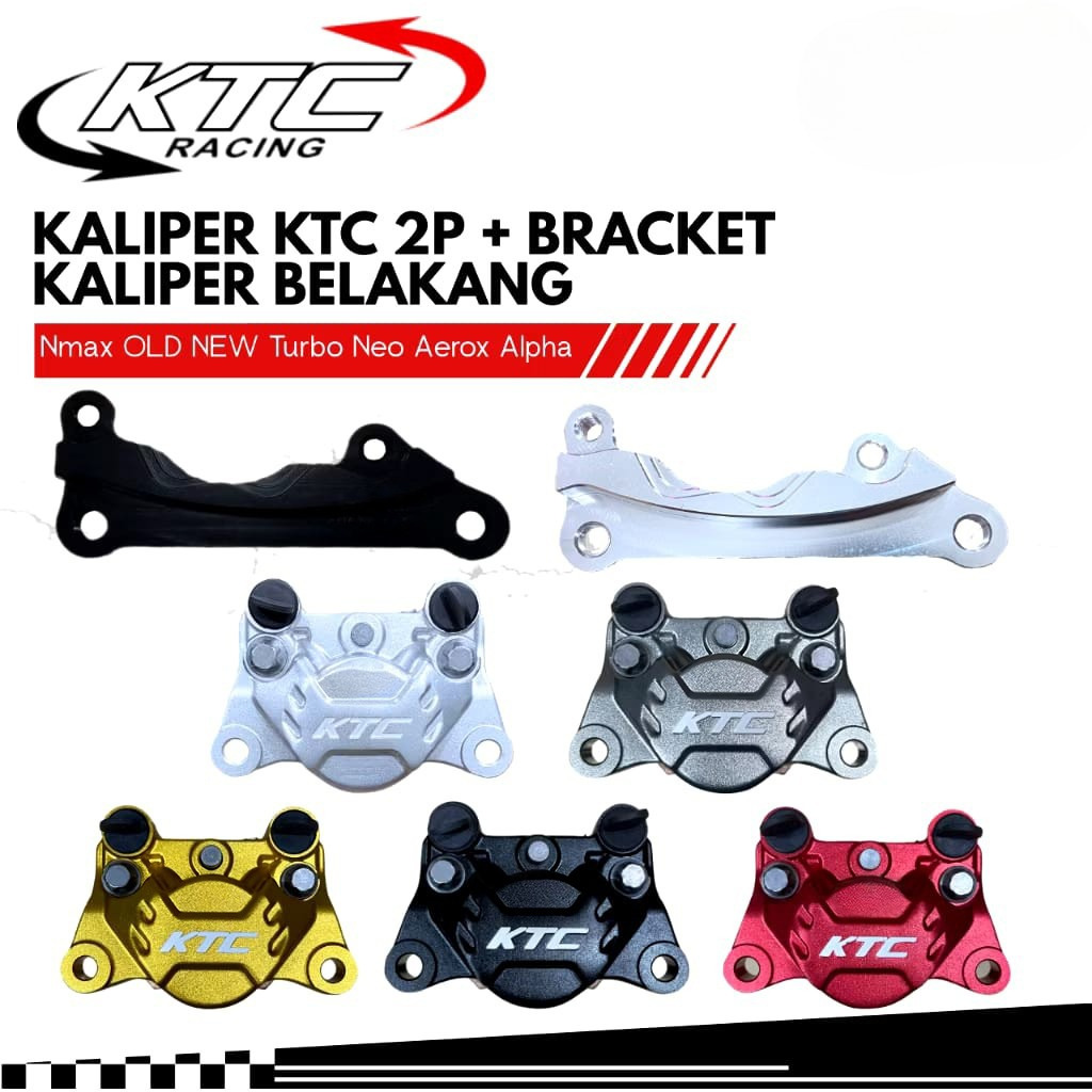 Kaliper KTC 2 Piston 2P + Bracket Kaliper Disc Belakang Nmax Turbo Old New Neo Aerox Alpha