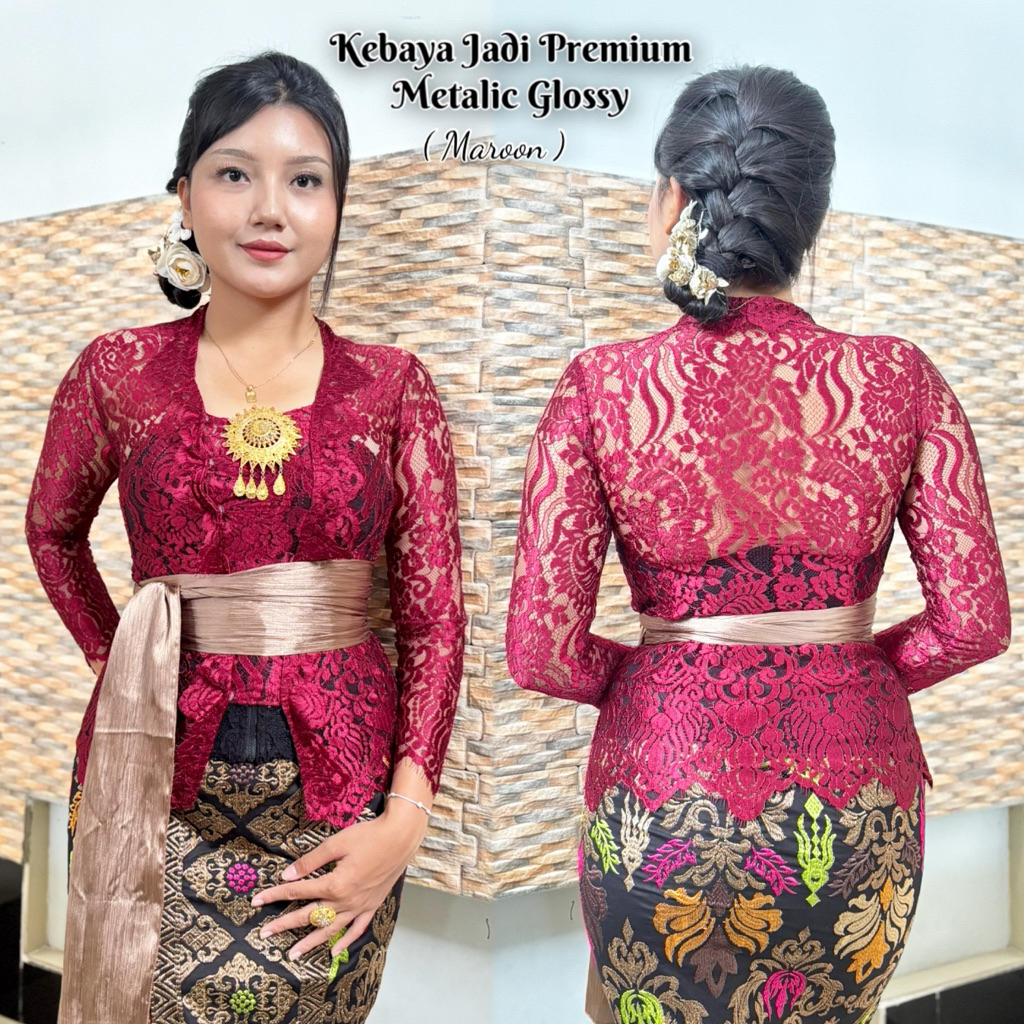 Kebaya Bali Jadi Brokat Semi Prancis Metalik | Kebaya Brokat | Kebaya Modern | Kebaya Bali