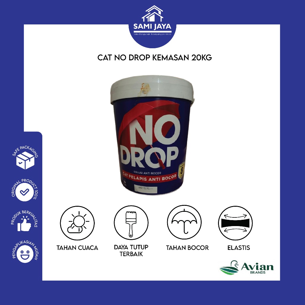 NO DROP 20KG CAT PELAPIS ANTI BOCOR WARNA LENGKAP - CAT NODROP ANTIBOCOR