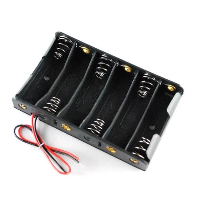 Battery Holder 6x AA Isi 6 Slot Dudukan Baterai 9V = 6x1.5V + Kabel 6xAA