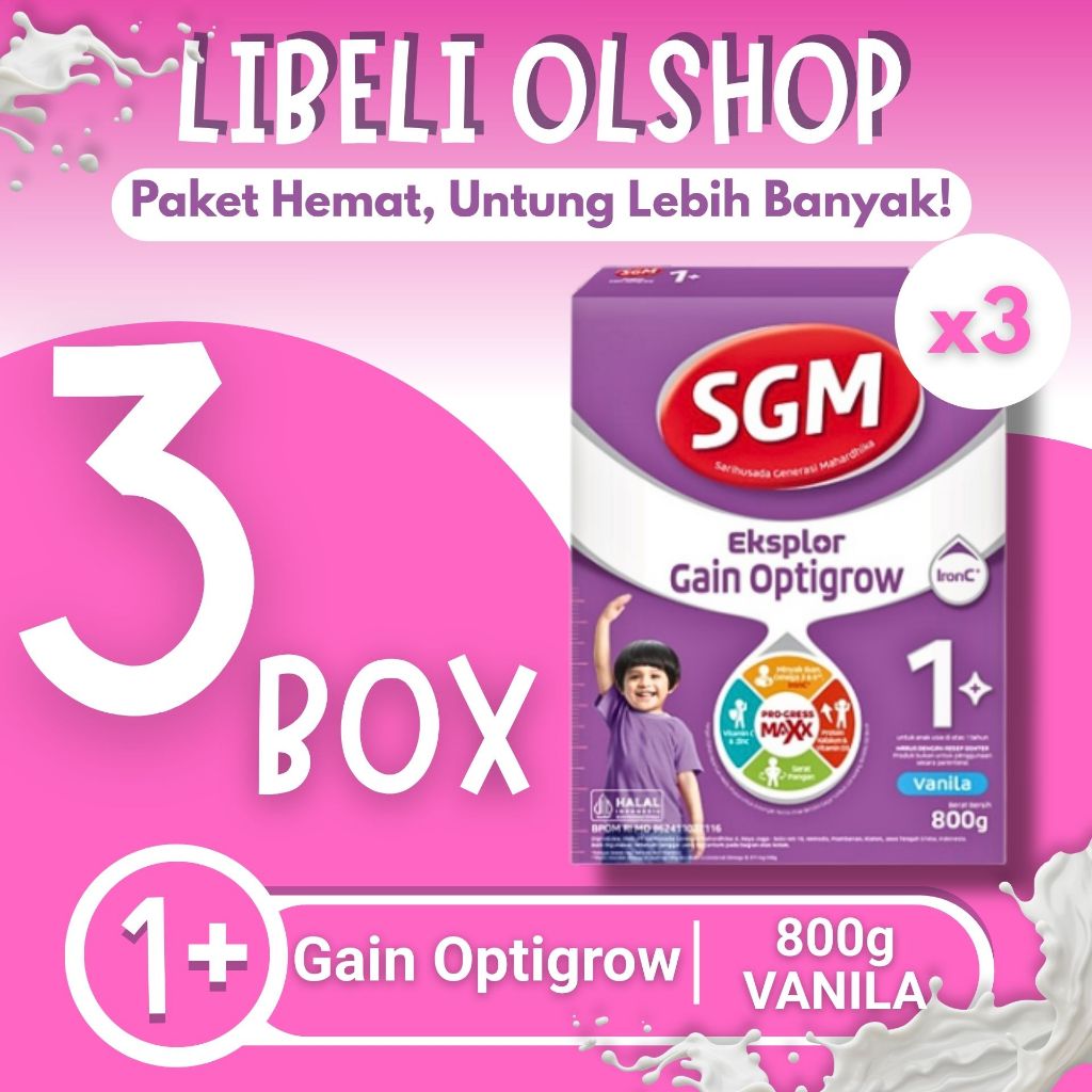 

Pake Hemat 3 Box SGM Eksplor Gain Optigrow 1+ 800g