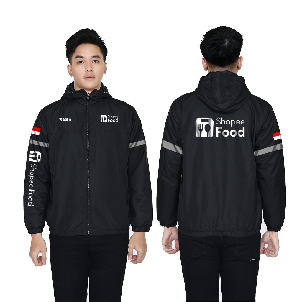 Jaket Driver / Jaket Ojek Online / jaket Shopee Food Hitam Terbaru Logo Pria distro keren waterproof