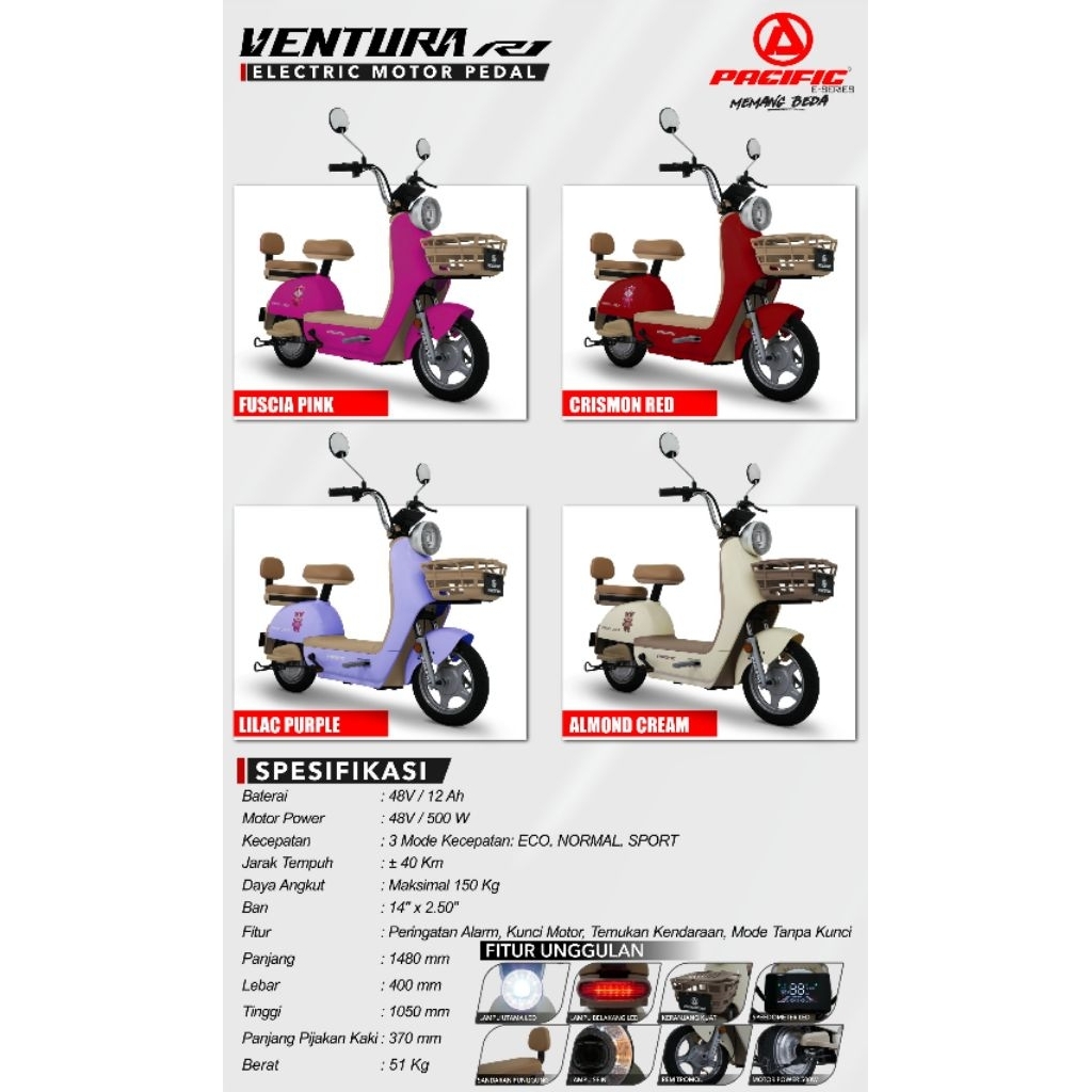 SEPEDA LISTRIK PACIFIC VENTURA R1