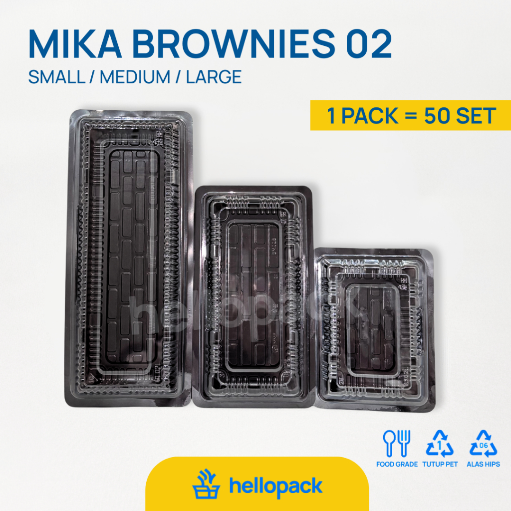 [1 PACK] Mika Tray Brownies 02 S M L Staples / Kotak Kue Bolu Gulung / Cake / Bolen Pisang / Molen /